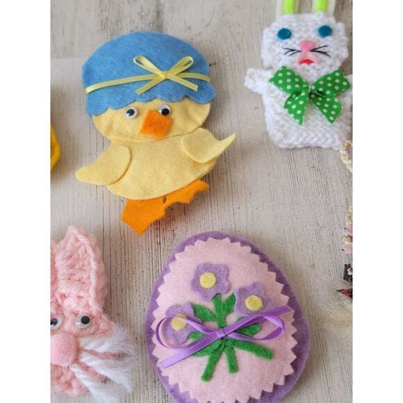 Easter Bunny felt duck crochet matte fridge magnets set spring - Picture 5 of 9